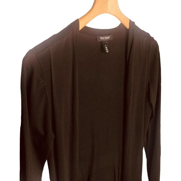 White House Black Market Long Duster Cardigan Black | Size L | EUC - Picture 6 of 11